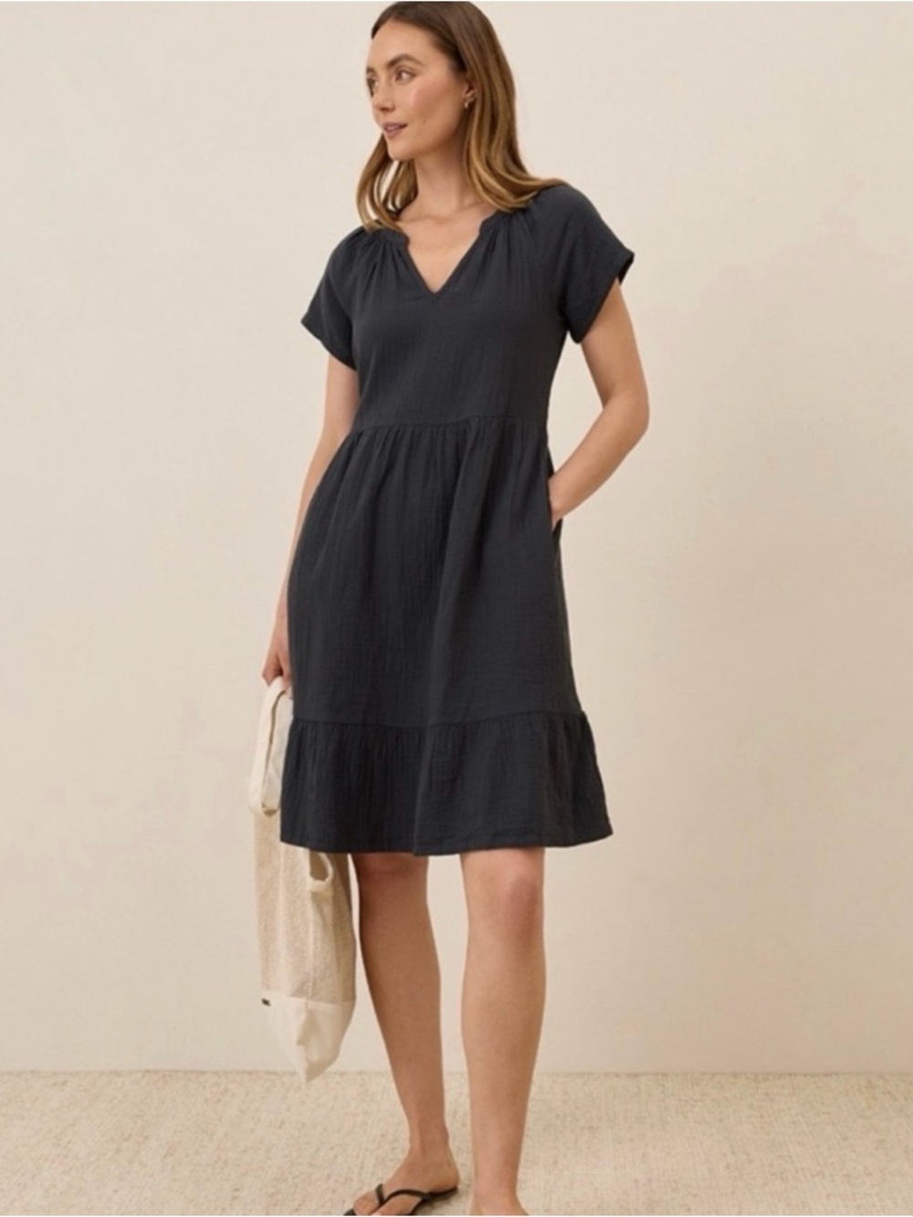 Pact 💯% Organic Cotton Double Gauze Midi Dress with POCKETS 🥰 NWOT